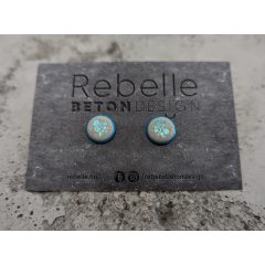 Kék keretes beton fülbevaló - türkíz csillámmal 