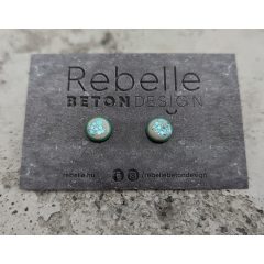 Zöld keretes beton fülbevaló türkíz csillámmal