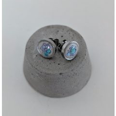 Türkiz - lila páros - beton fülbevaló