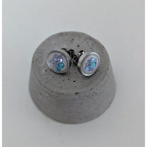 Türkiz - lila páros - beton fülbevaló